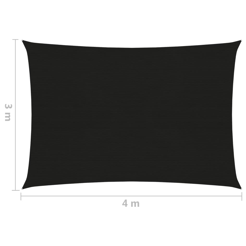 vidaXL Uždanga nuo saulės, juodos spalvos, 3x4m, HDPE, 160g/m²