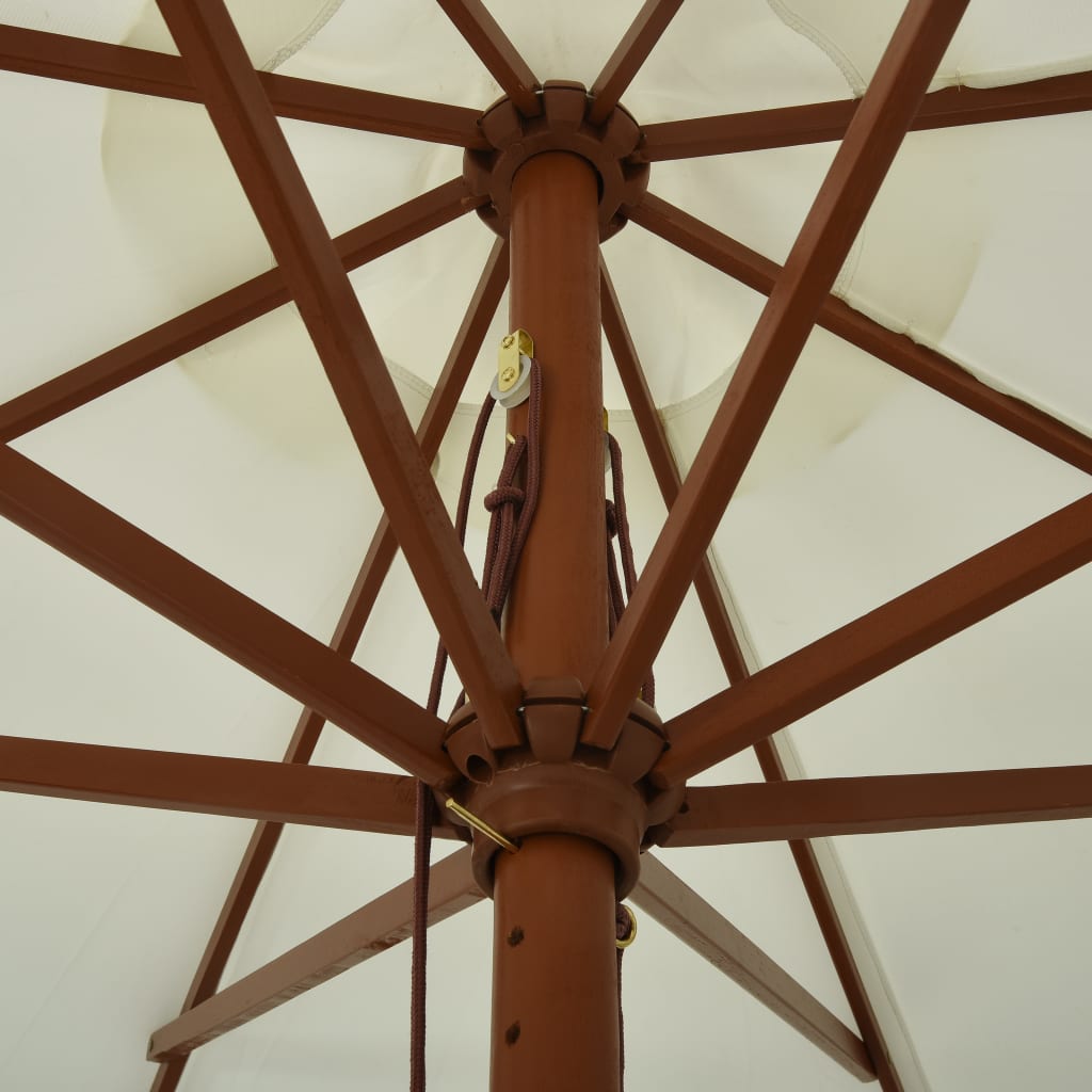 vidaXL Lauko skėtis su mediniu stulpu, smėlio baltos spalvos, 330cm