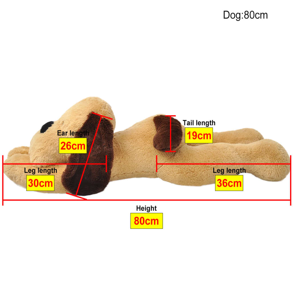 vidaXL Minkštas pliušinis žaislinis šuo, rudos spalvos, 80cm