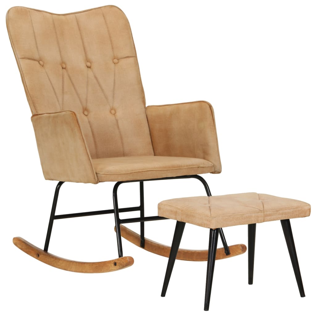 vidaXL Supama kėdė su pakoja, kreminės spalvos, drobė, vintažinė