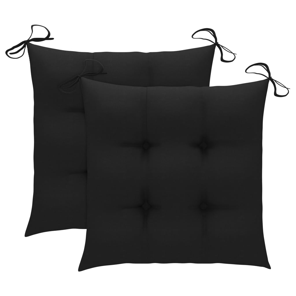 vidaXL Sodo kėdės su juodomis pagalvėlėmis, 2vnt., tikmedžio masyvas