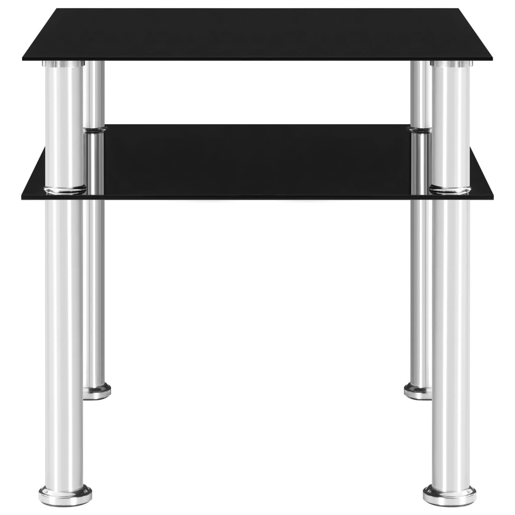 vidaXL Šoninis staliukas, juodas, 45x50x45cm, grūdintas stiklas
