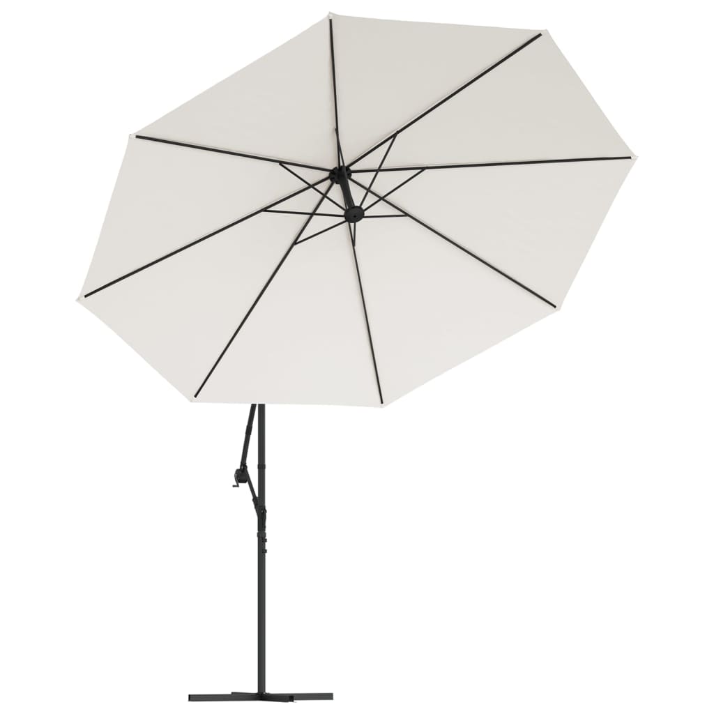 vidaXL Gembinis skėtis, smėlio baltos spalvos, 3,5m