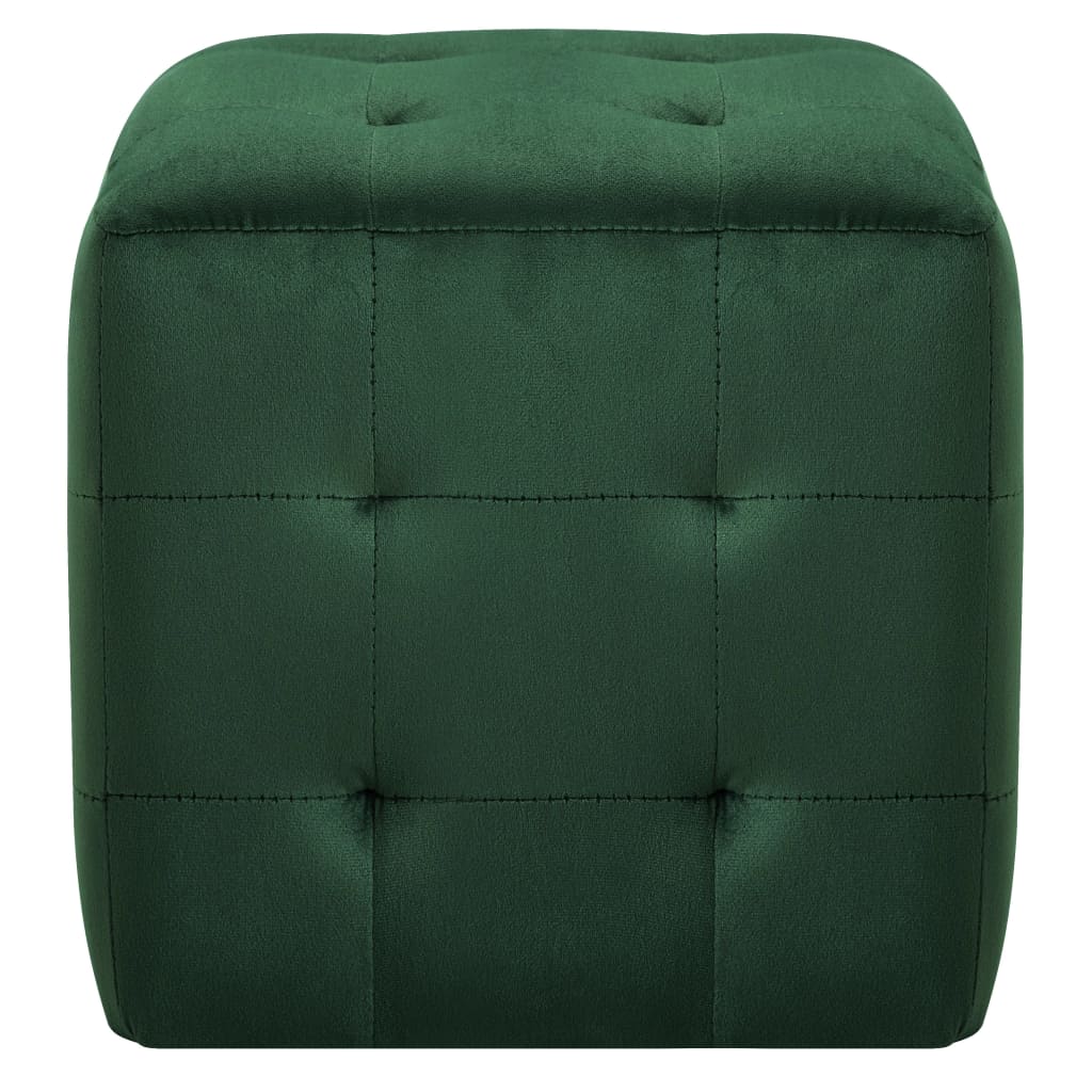 vidaXL Pufai, 2 vnt., žalios spalvos, 30x30x30 cm, aksomas (249019)