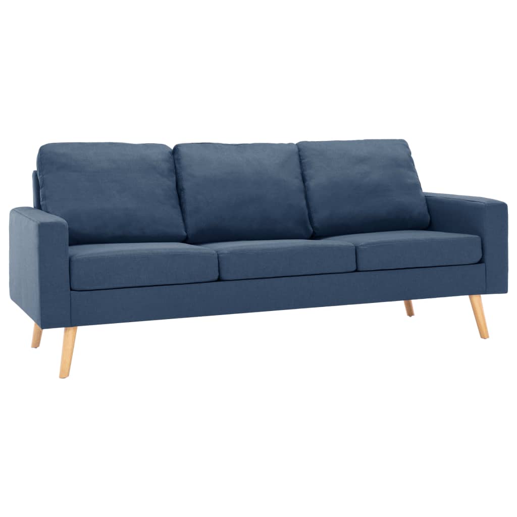 vidaXL Trivietė sofa, mėlynos spalvos, audinys