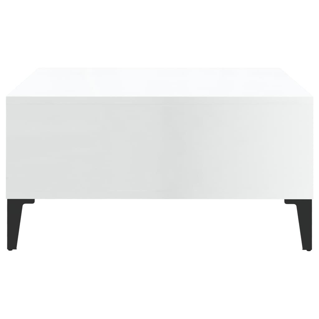 vidaXL Kavos staliukas, baltas, 60x60x30cm, MDP, labai blizgus