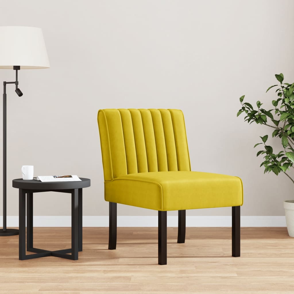 vidaXL Poilsio kėdė, geltonos spalvos, aksomas