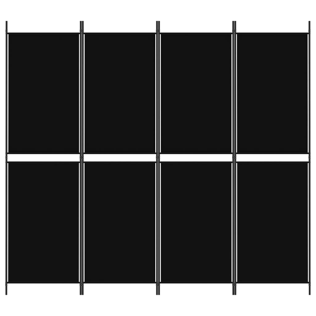 vidaXL Kambario pertvara, 4 dalių, juodos spalvos, 200x180cm, audinys