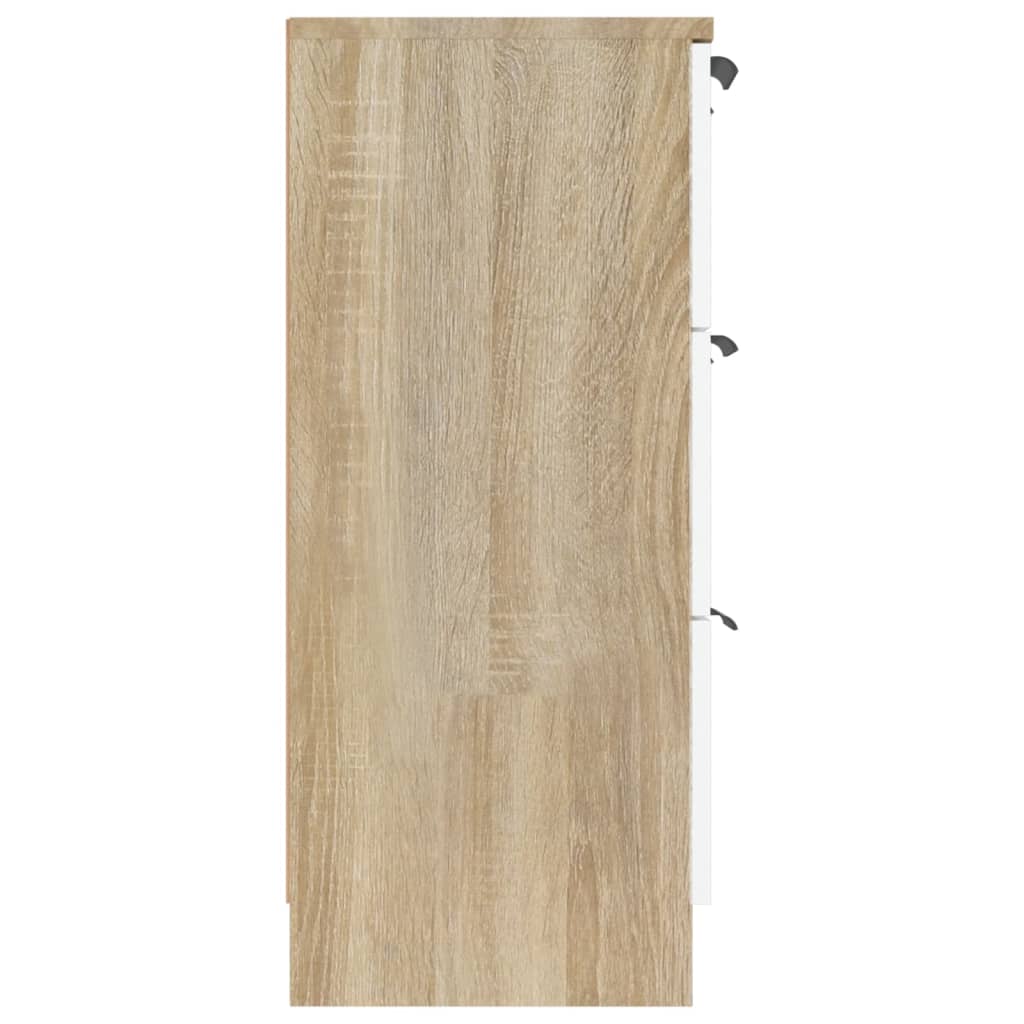 vidaXL Šoninė spintelė, balta ir ąžuolo, 60x30x70cm, apdirbta mediena