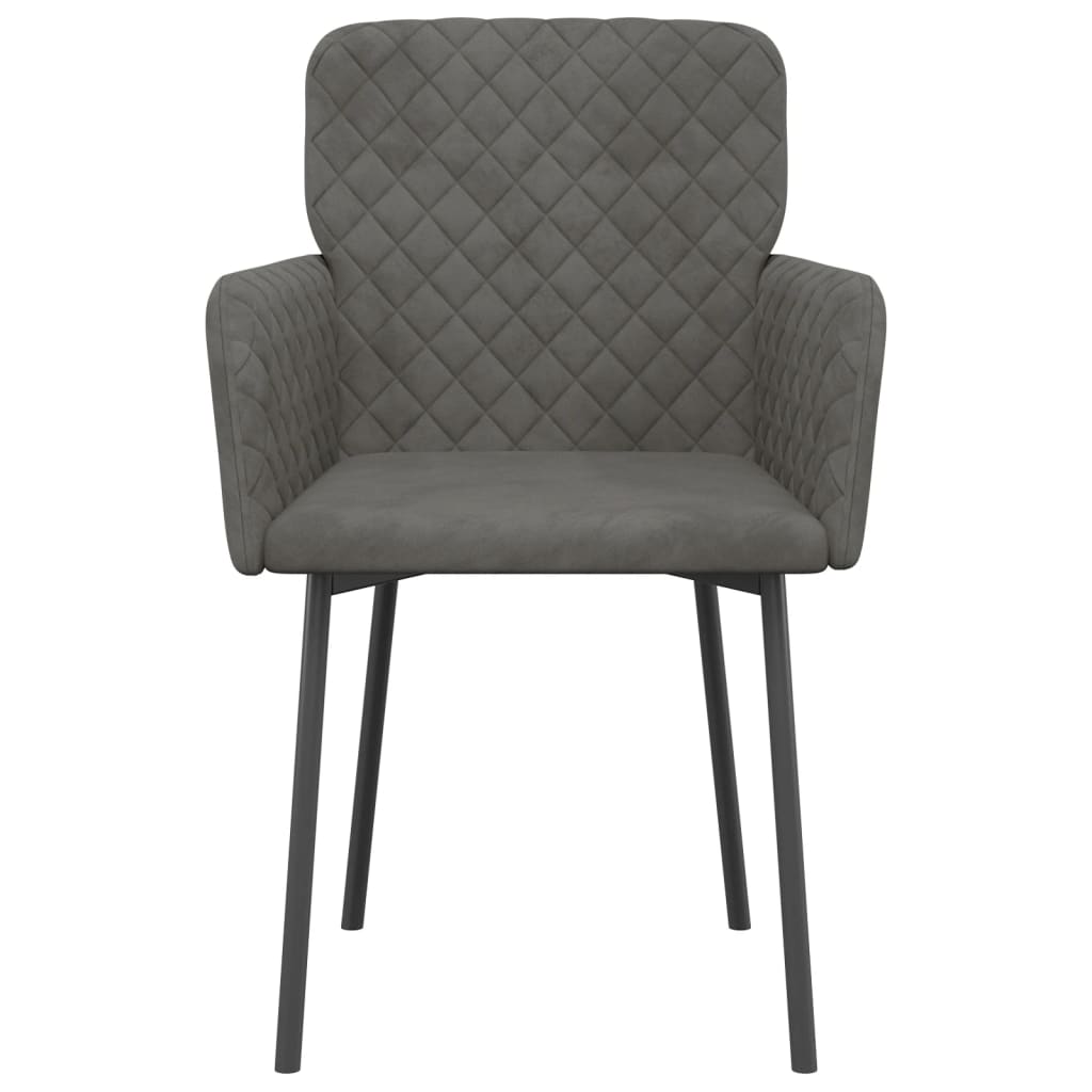 vidaXL Valgomojo kėdės, 2vnt., tamsiai pilkos spalvos, aksomas