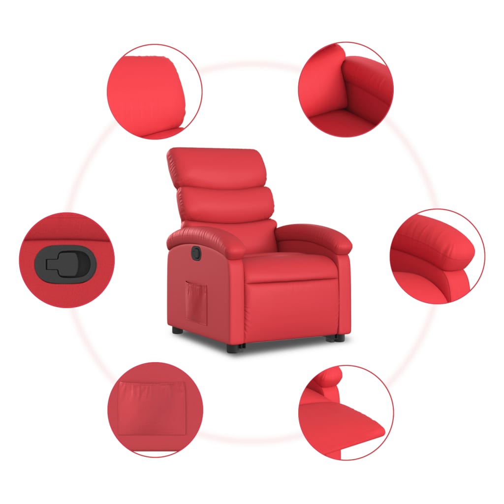 vidaXL Atsistojantis atlošiamas krėslas, raudonas, dirbtinė oda