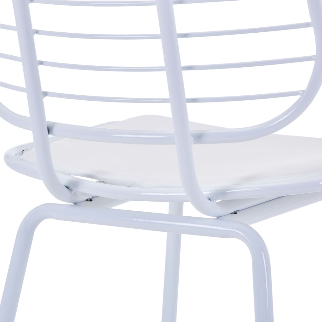 vidaXL Valgomojo kėdės su dirbt. odos sėd., 6vnt., baltos sp., plienas