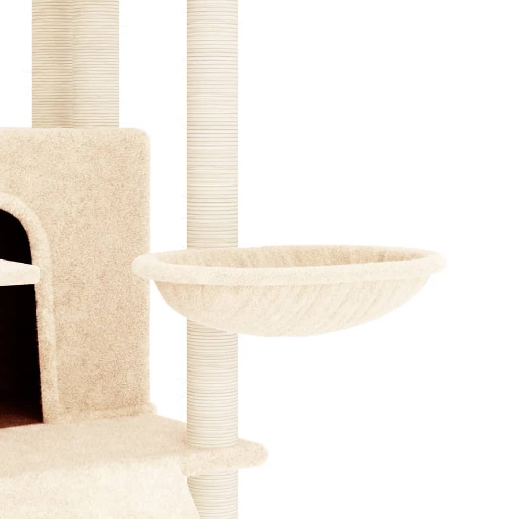 vidaXL Draskyklė katėms su stovais iš sizalio, kreminės spalvos, 154cm
