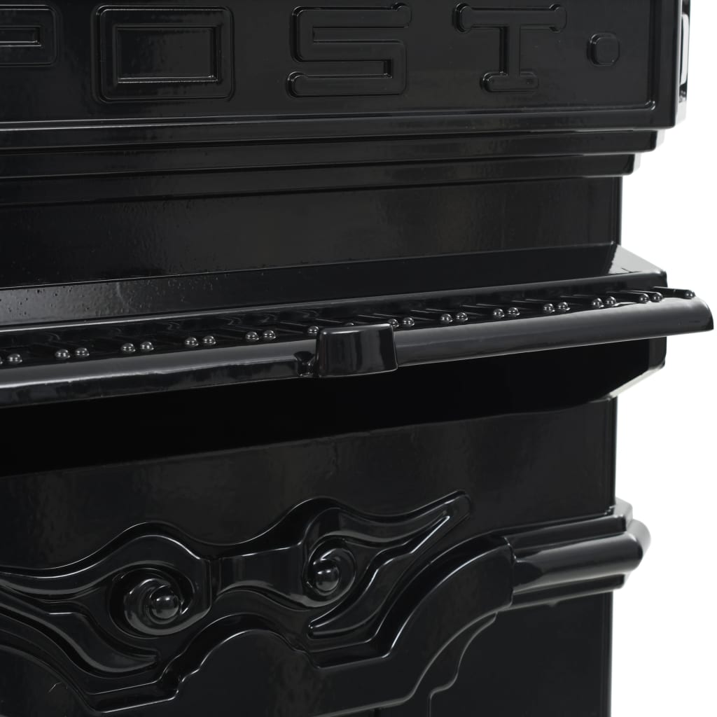 vidaXL Pašto dėžutė, kolonos pavid., aliuminis, nerūdijanti, juoda