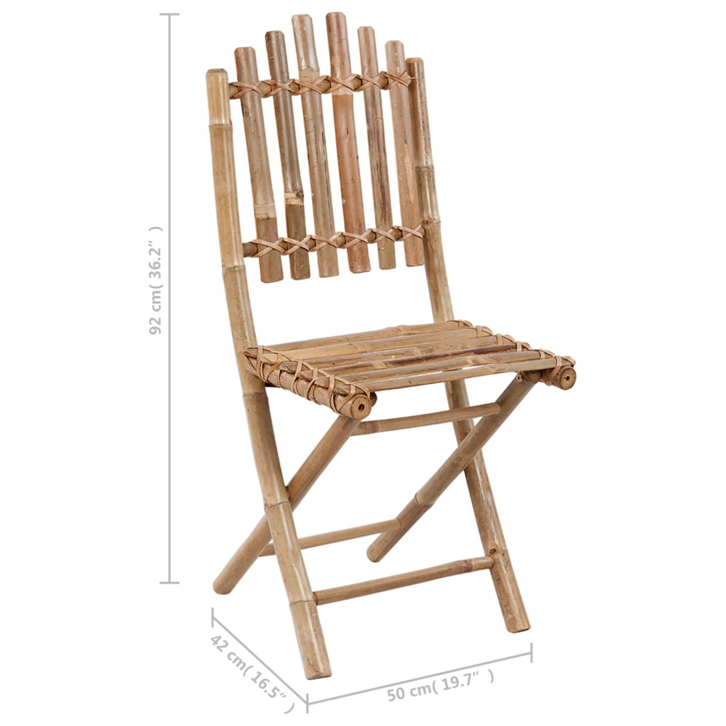 vidaXL Sulankstomos sodo kėdės su pagalvėlėmis, 2vnt., bambukas