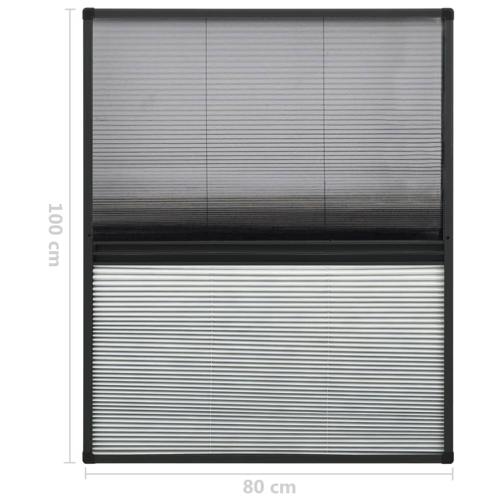vidaXL Tinklelis nuo vabzdžių langams, 80x100cm, aliuminis, plisuotas