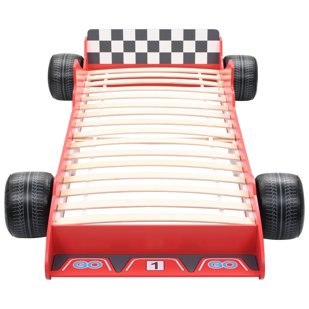 vidaXL Vaikiška lova lenktyninė mašina, 90x200 cm, raudona