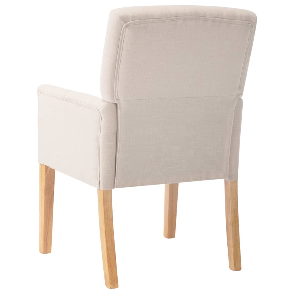 vidaXL Valgomojo kėdės su porankiais, 2vnt., smėlio spalvos, audinys