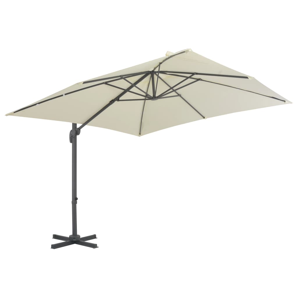 vidaXL Lauko skėtis su nešiojamu pagrindu, smėlio sp.