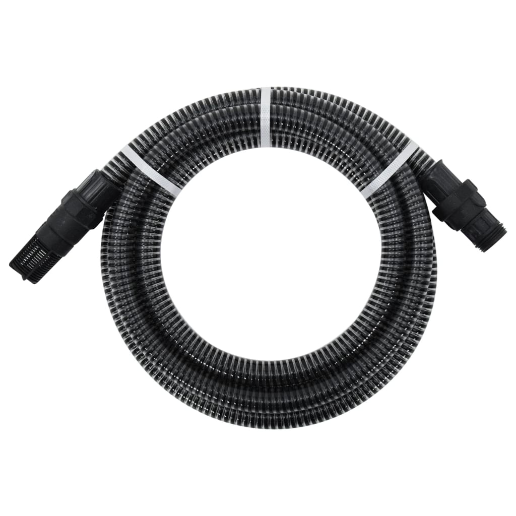 vidaXL Siurbimo žarna su PVC jungtimis, juodos spalvos, 1", 10m, PVC