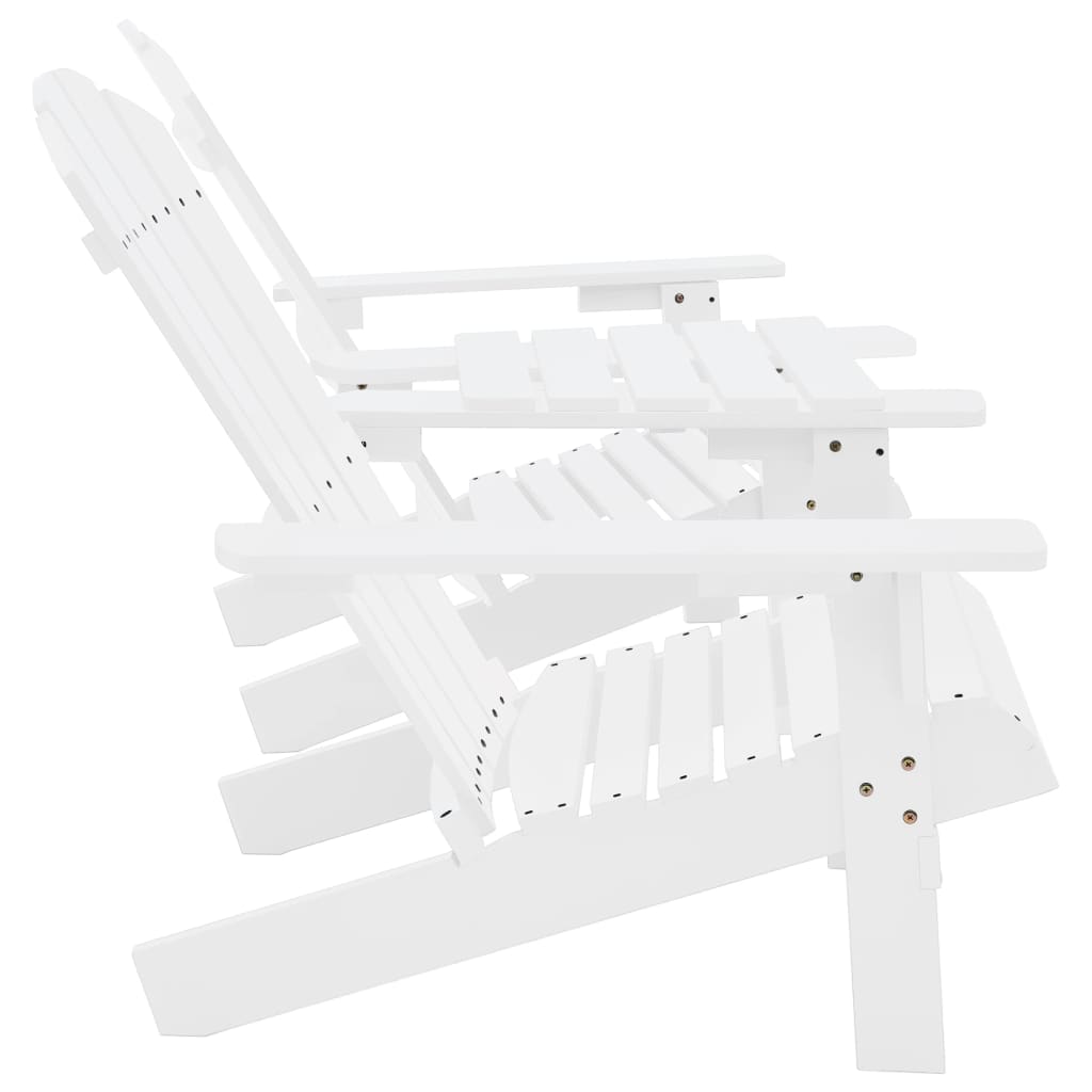 vidaXL Sodo Adirondack kėdės su staliuku, baltos, eglės masyvas
