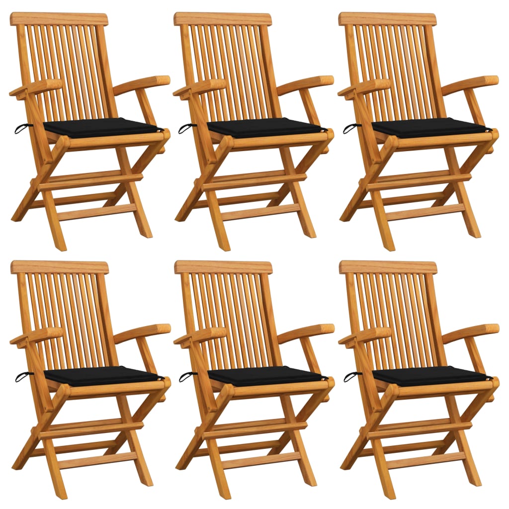 vidaXL Sodo kėdės su pagalvėlėmis, 6vnt., tikmedžio medienos masyvas