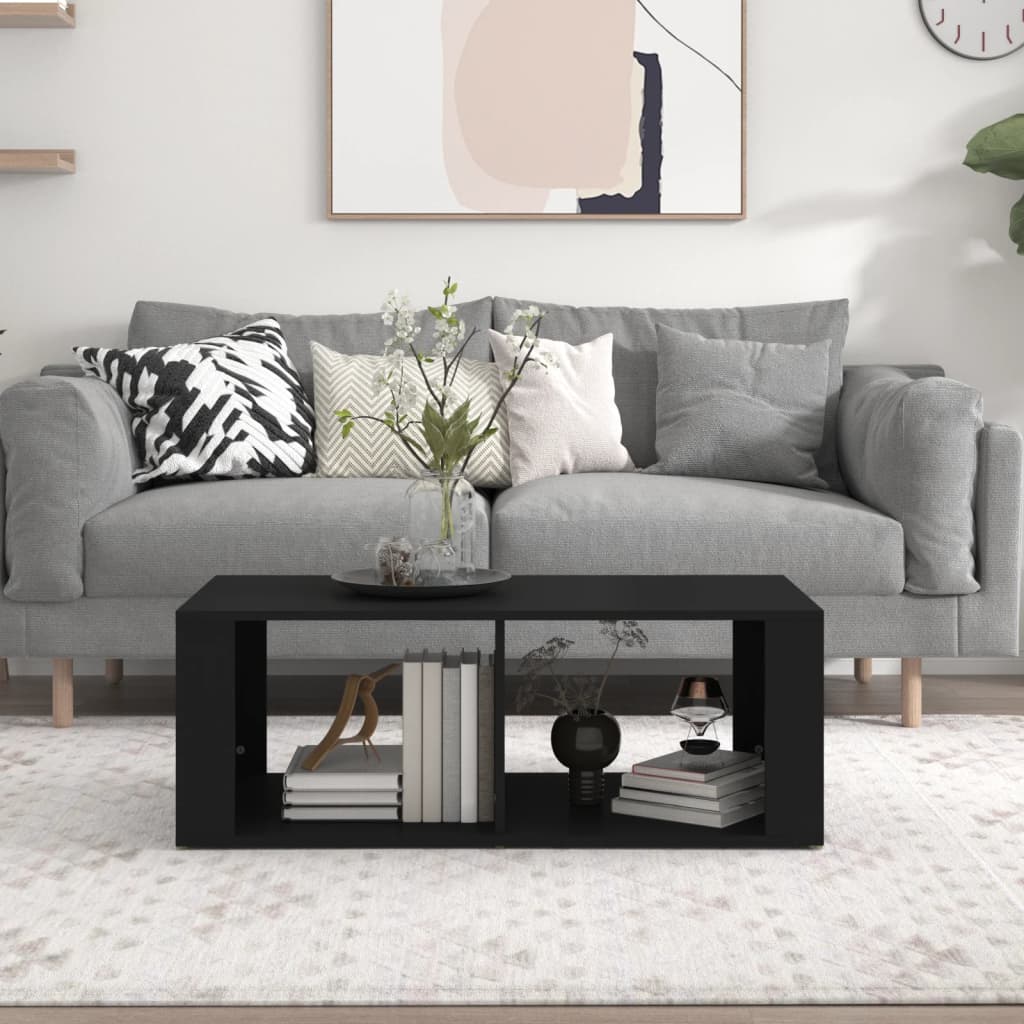 vidaXL Kavos staliukas, juodos spalvos, 100x50x36m, apdirbta mediena