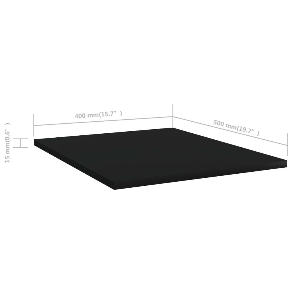 vidaXL Knygų lentynos plokštės, 8vnt., juodos, 40x50x1,5cm, MDP