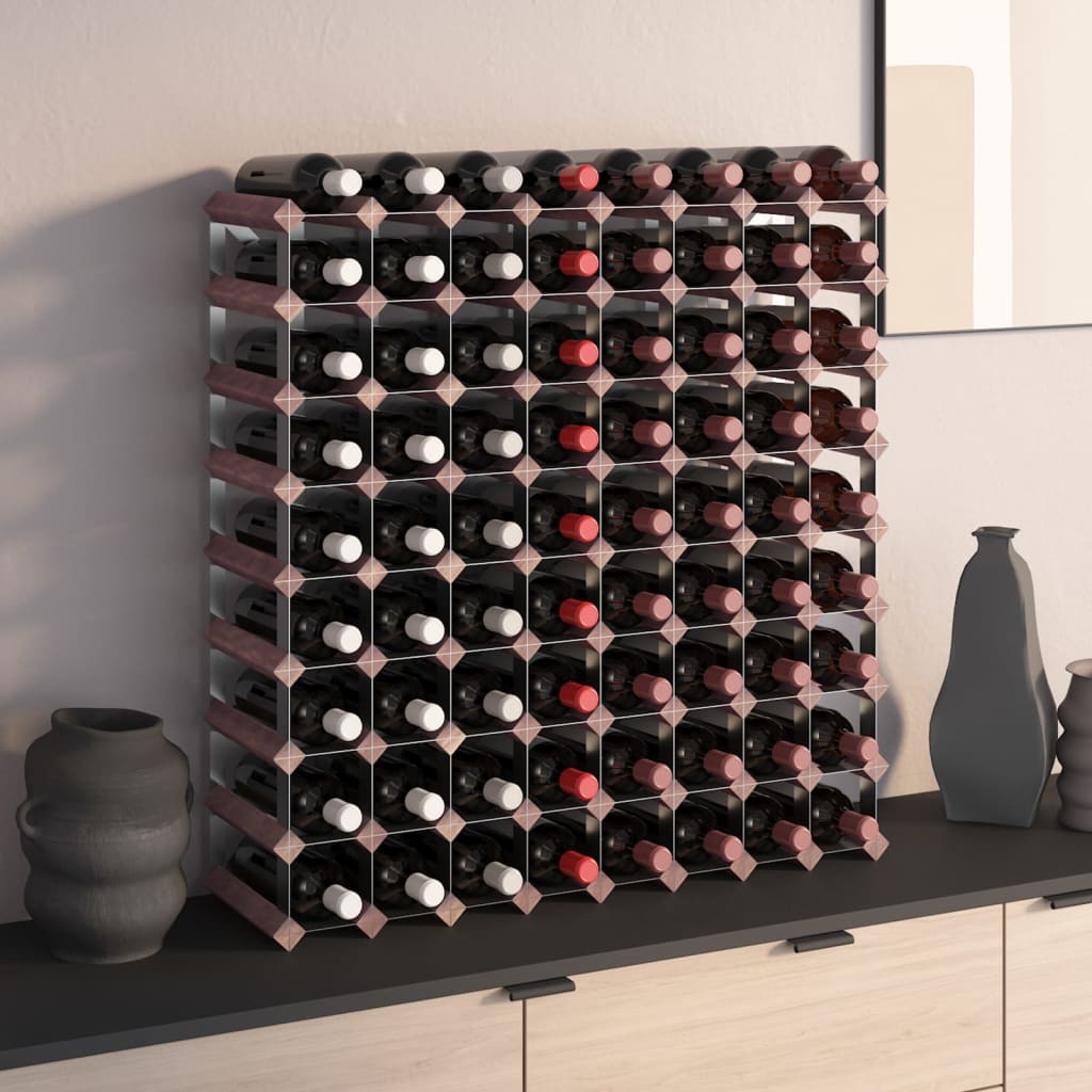 vidaXL Vyno laikiklis 72 buteliams, rudas, pušies medienos masyvas