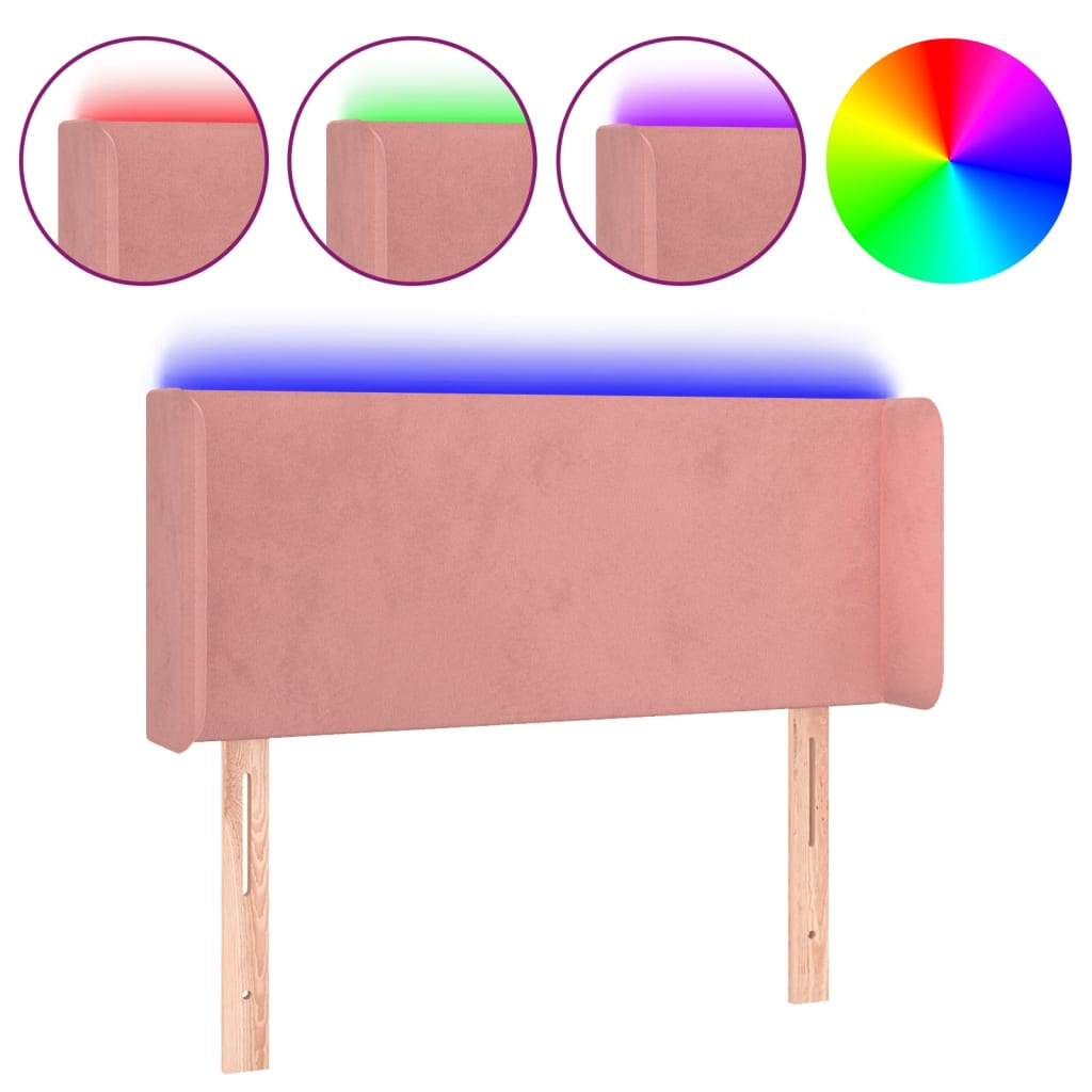 vidaXL Galvūgalis su LED, rožinės spalvos, 83x16x78/88cm, aksomas