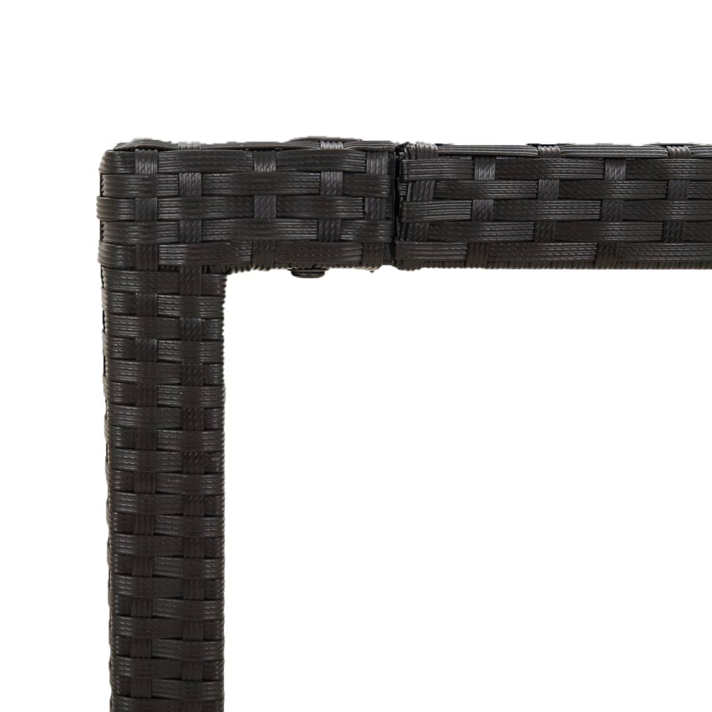 vidaXL Stalas su mediniu stalviršiu, juodas, 150x90x75cm, poliratanas