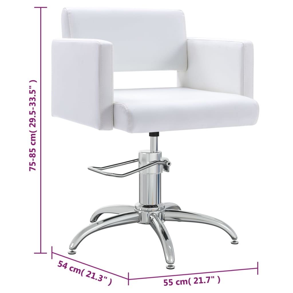 vidaXL Grožio salono kėdė, baltos spalvos, dirbtinė oda
