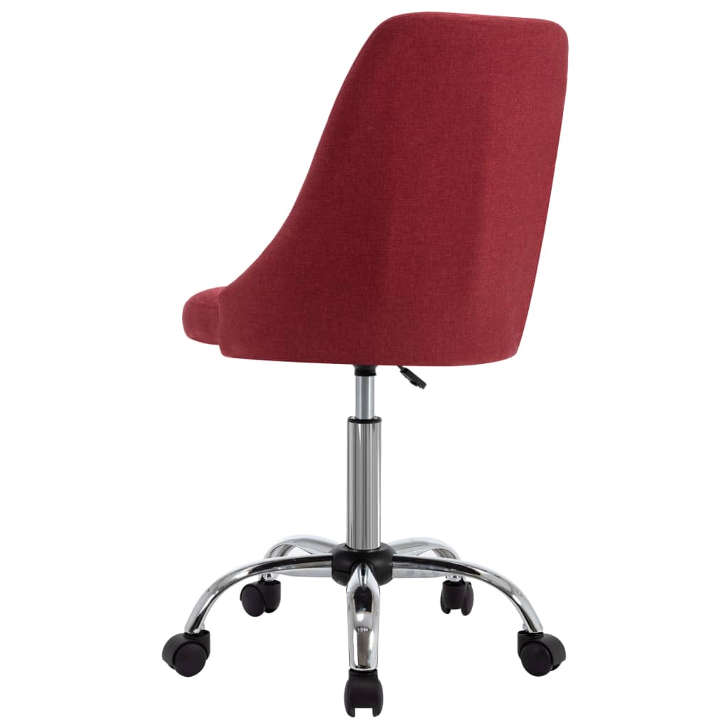vidaXL Biuro kėdės su ratukais, 2vnt., vyno raudonos, audinys (323234)
