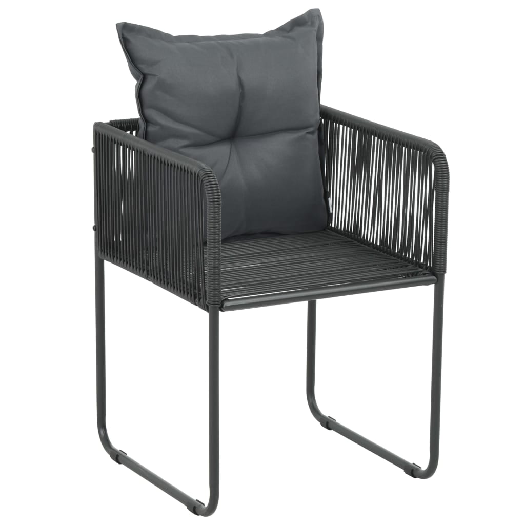 vidaXL Lauko kėdės su pagalvėmis, 4vnt., juodos spalvos, poliratanas