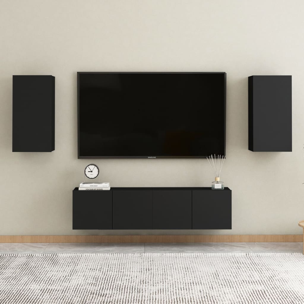 vidaXL Televizoriaus spintelės, 2vnt., juodos, 30,5x30x60cm, mediena