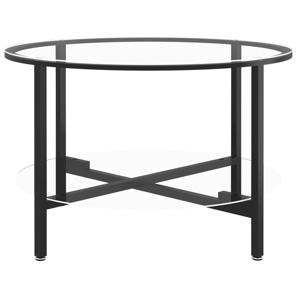 vidaXL Arbatos staliukas, juodas ir skaidrus, 70cm, grūdintas stiklas