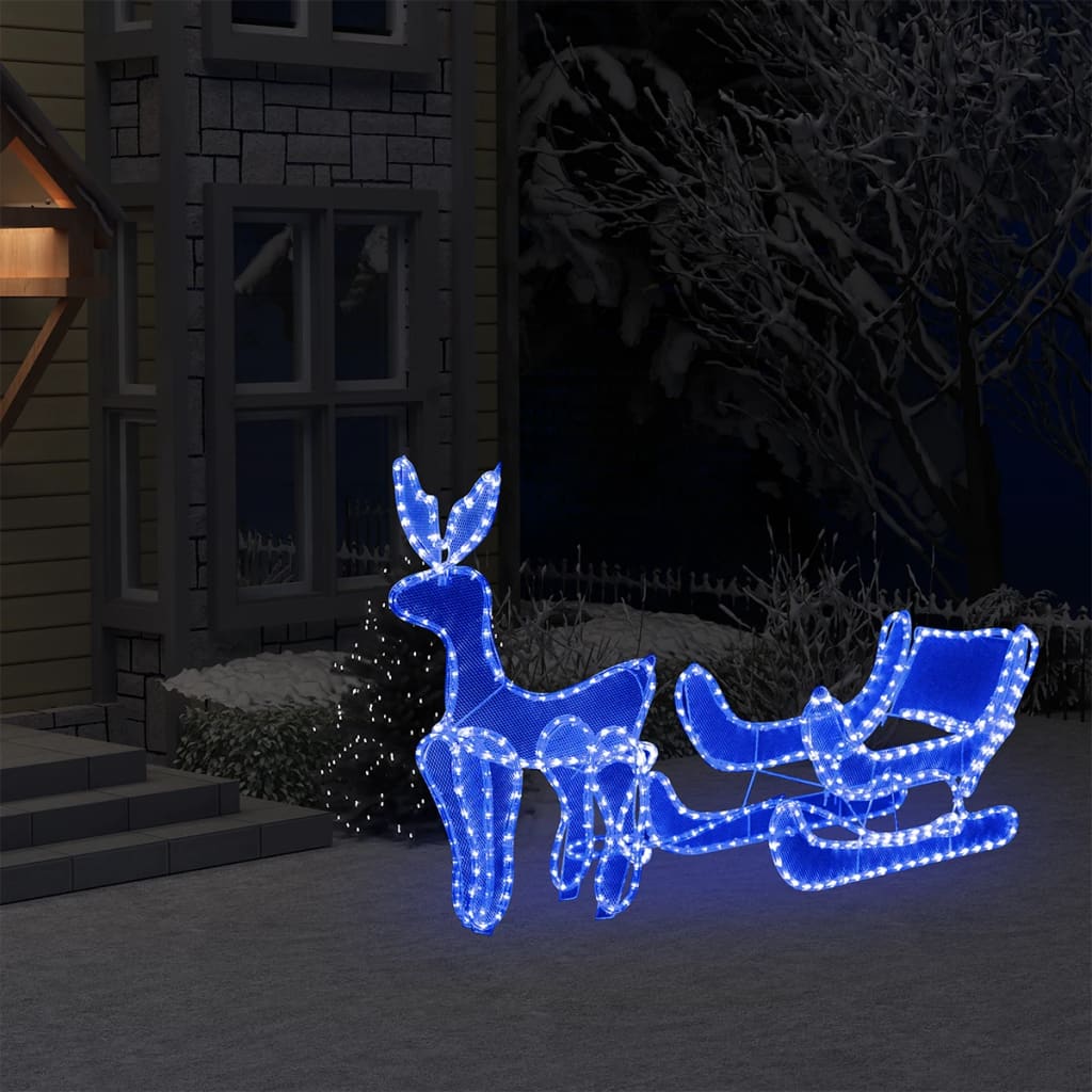 vidaXL Kalėdinė lempučių ekspozicija elnias ir rogės, 432LED, tinklinė