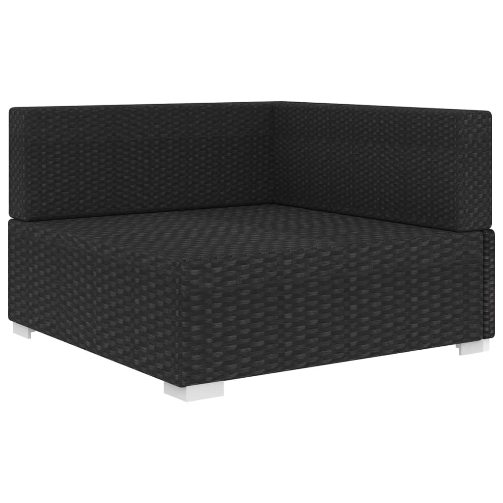vidaXL Sekcinis krėslas su pagalvėle, 1vnt., juodas, poliratanas