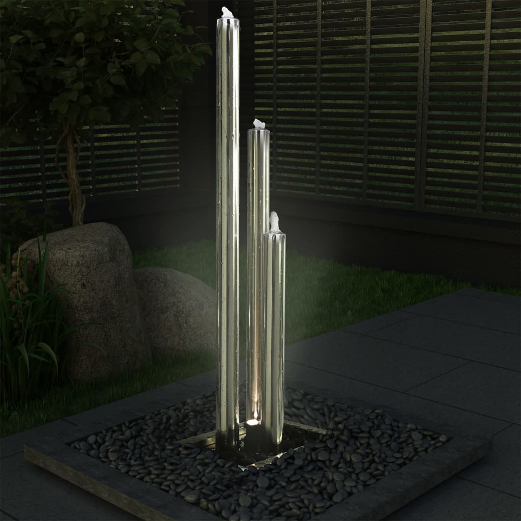 vidaXL Sodo fontanas, sidabrinis, 48x34x153cm, nerūdijantis plienas