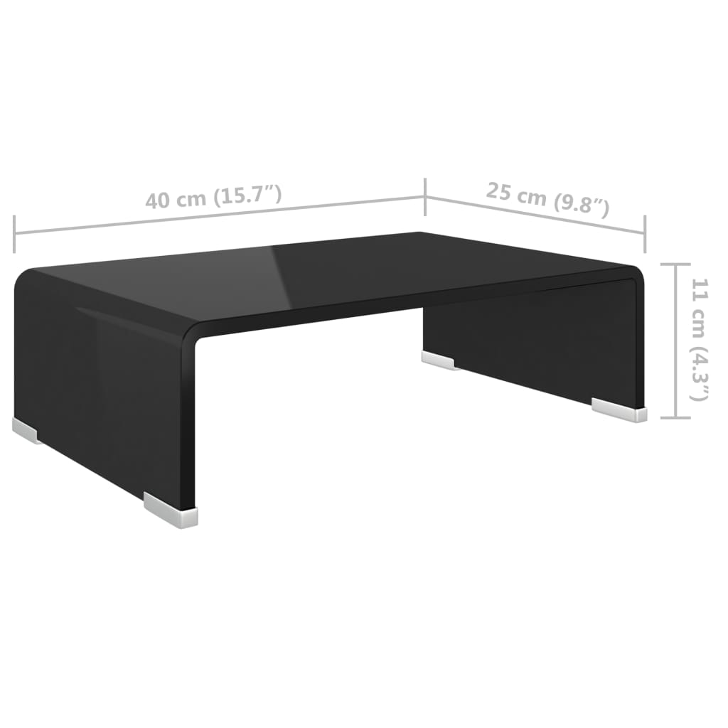 vidaXL TV stovas/monitoriaus pakyla, juodas stiklas, 40x25x11 cm