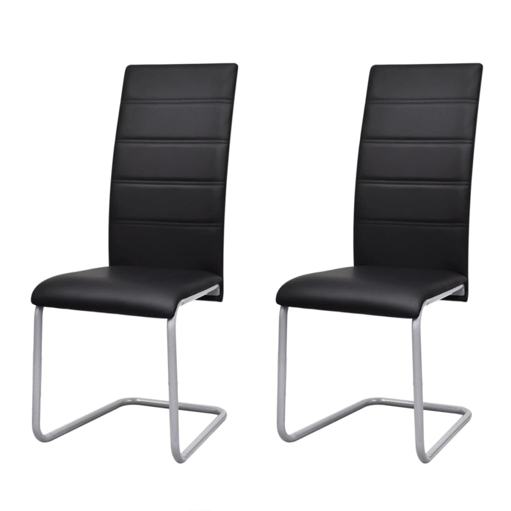 vidaXL Gembinės valgomojo kėdės, 2vnt., juodos spalvos, dirbtinė oda