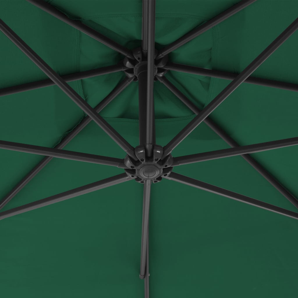vidaXL Gem. form. saulės skėtis su plien. stulp., žal. sp., 300cm