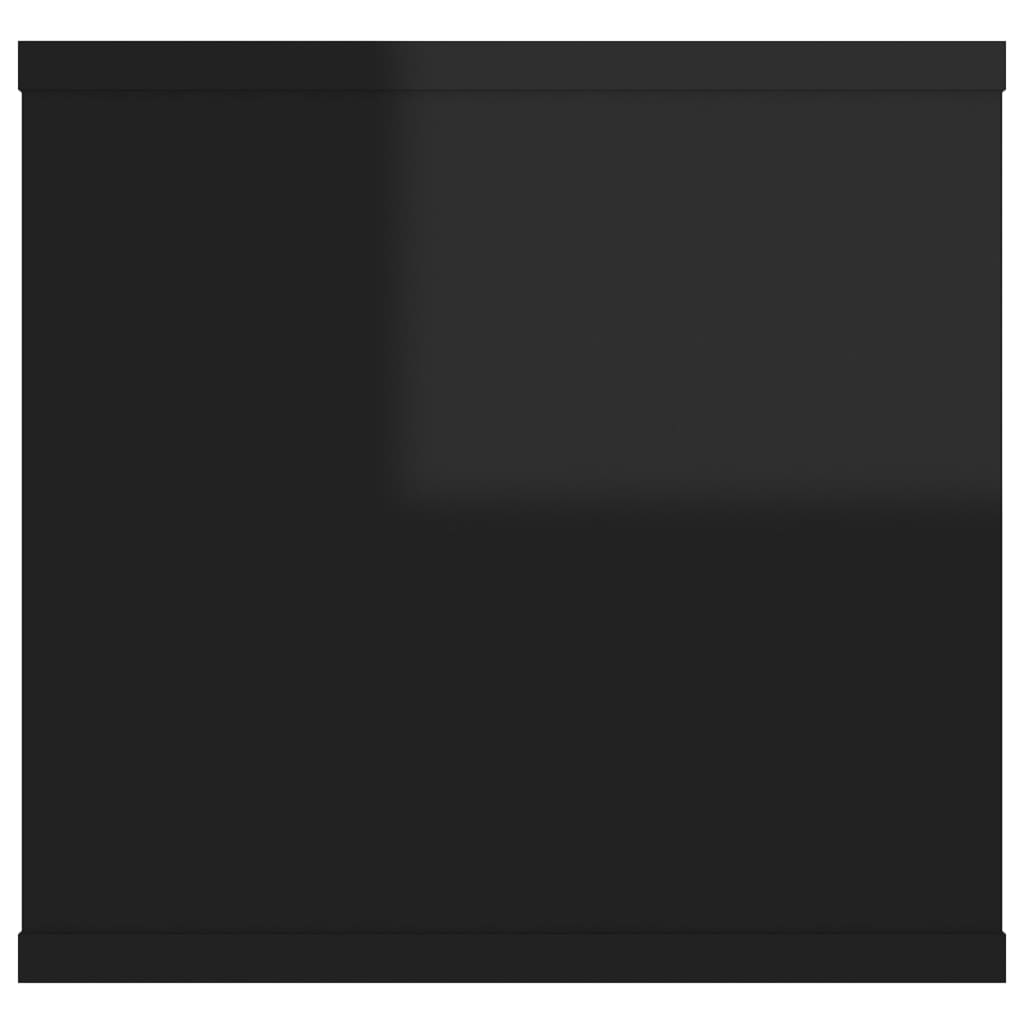 vidaXL Sieninė lentyna, juodos spalvos, 102x30x29cm, MDP, blizgi