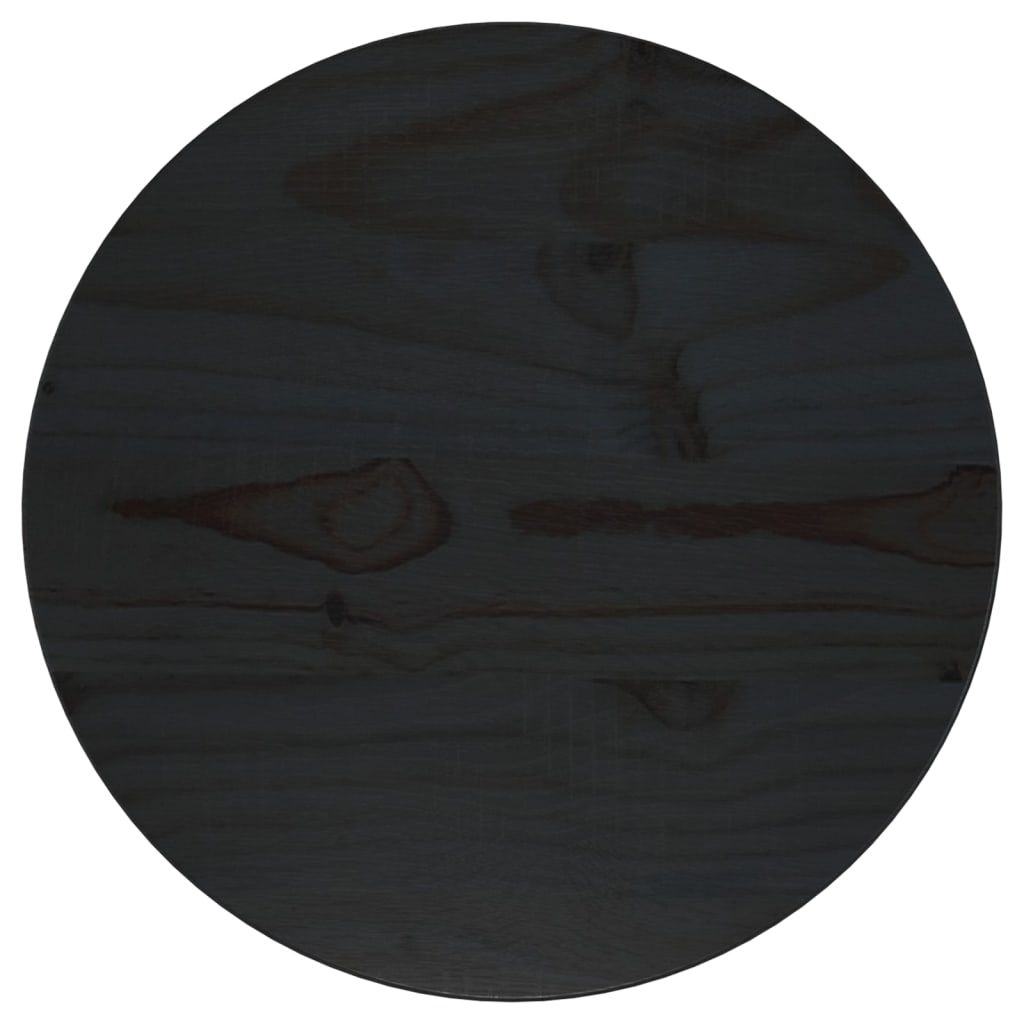 vidaXL Stalviršis, juodas, skersmuo 30x2,5cm, pušies medienos masyvas
