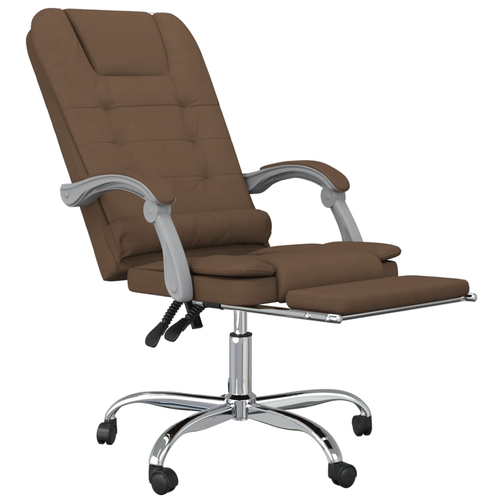 vidaXL Atlošiama masažinė biuro kėdė, rudos spalvos, audinys
