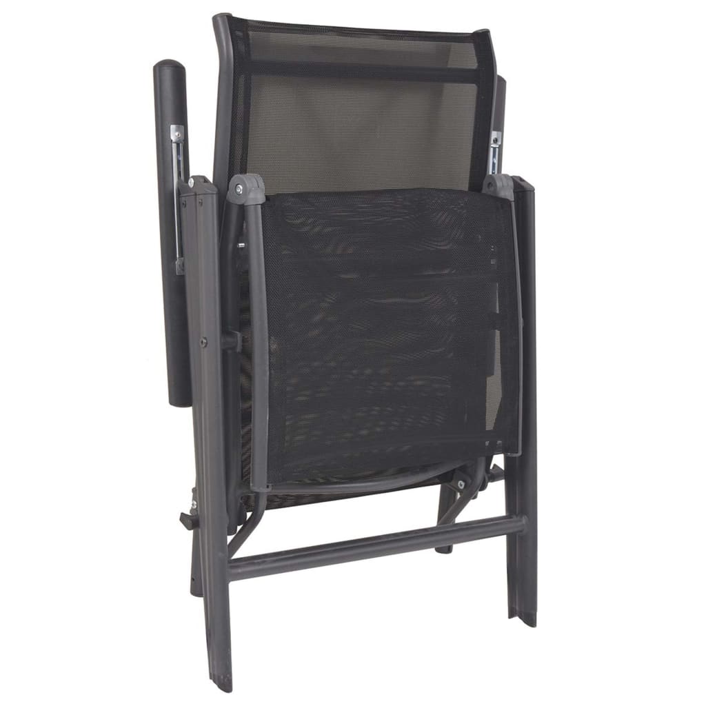 vidaXL Atlošiamas krėslas, aliuminis ir tekstilenas, juodas