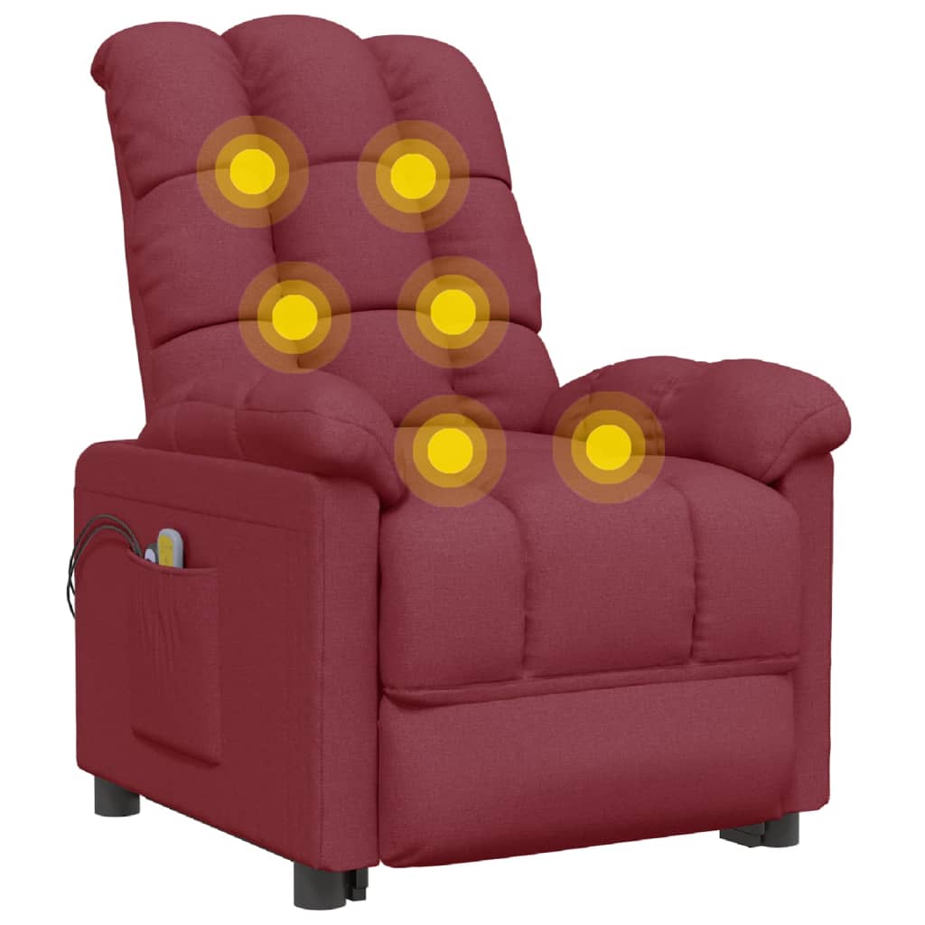 vidaXL Elektrinis masažinis krėslas, raudonojo vyno spalvos, audinys