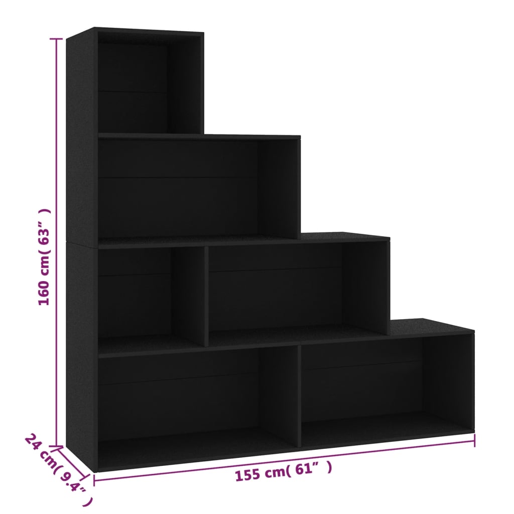 vidaXL Spintelė knygoms/kambario pertvara, juoda, 155x24x160cm, MDP