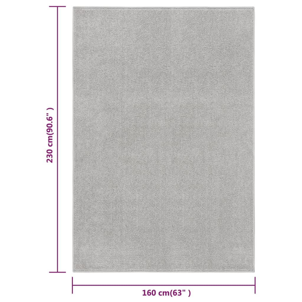 vidaXL Kilimėlis, šviesiai pilkos spalvos, 160x230cm, trumpi šereliai