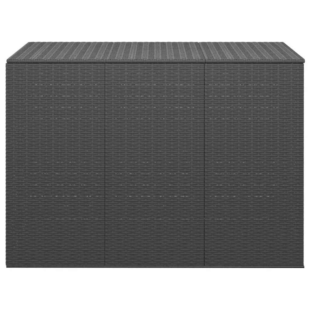 vidaXL Sodo dėžė pagalvėlėms, juoda, 145x100x103cm, PE ratanas